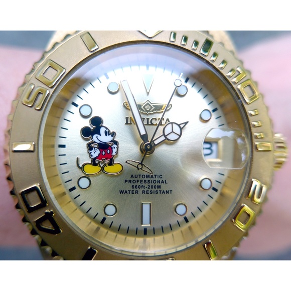 NWT Invicta Disney Limited Edition Mickey Mouse Men’s Automatic 40mm Gold Watch - Picture 2 of 13